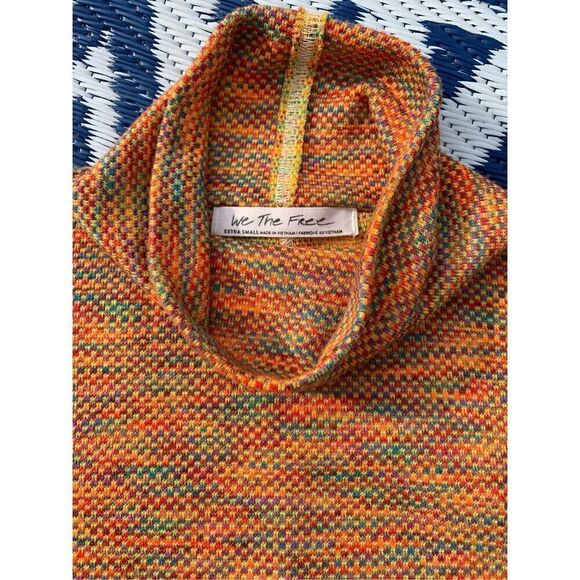 NWOT Free People Sunny Days boho retro Knit Mock Turtleneck Sweater sz XS - Picture 4 of 9